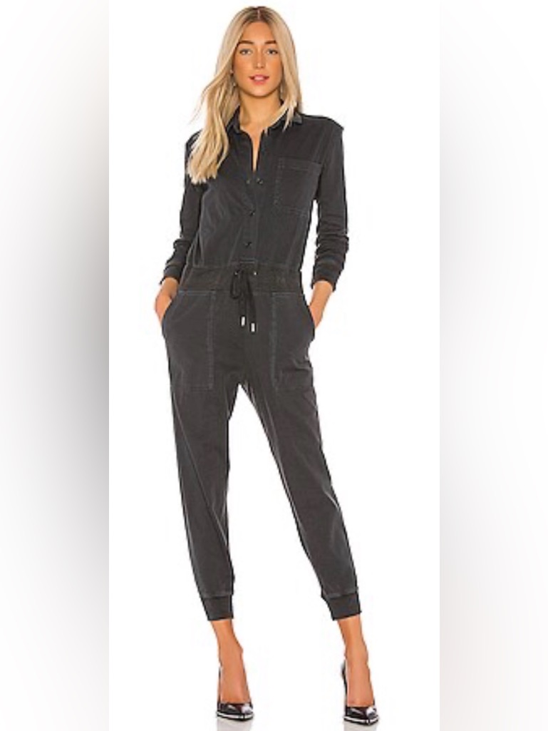 James Perse Black Mixed Media Jumpsuit Small/Medium
